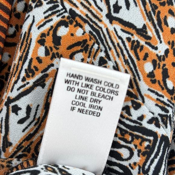 Cato Kimono Plus One Size Brown Yellow Ruffle Tie Sleeve Open Cover Up Duster - Picture 9 of 9